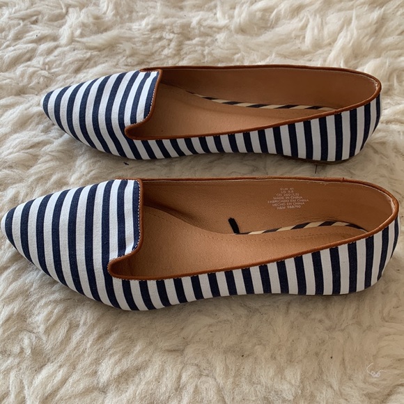 H&M Flats | Navy Stripes | Size 9.5 - Picture 2 of 4